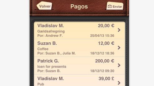 pantalla de pagos App