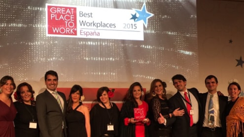 Empleados de Balumba en la gala Best Workplaces España 2015.